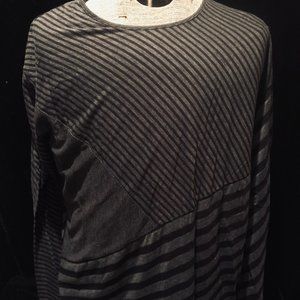 21 Grams Medium Black & Gray Stripe Long Sleeve T Shirt Medium M Japan Style NEW